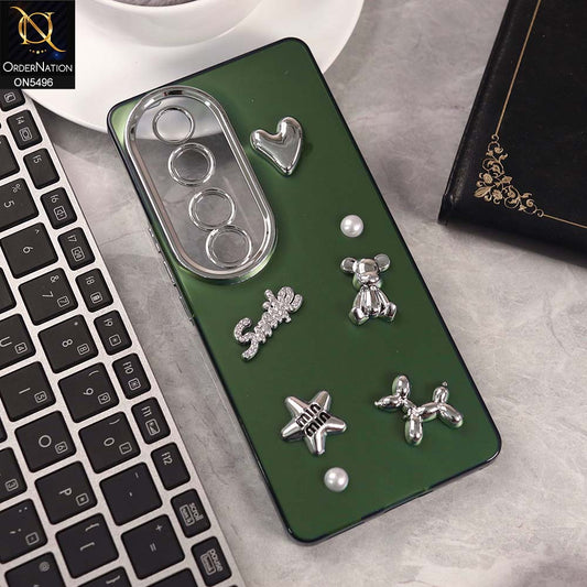 Vivo V40 Cover - Green -  3D Smile Cartoon Matte Shinny Case With Camera Protection Soft Border Case