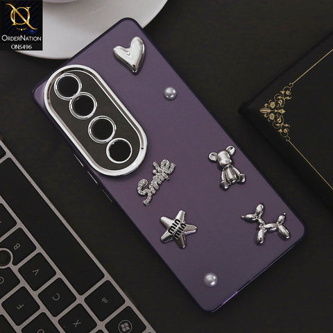 Vivo V40 Pro Cover - Purple - 3D Smile Cartoon Matte Shinny Case With Camera Protection Soft Border Case