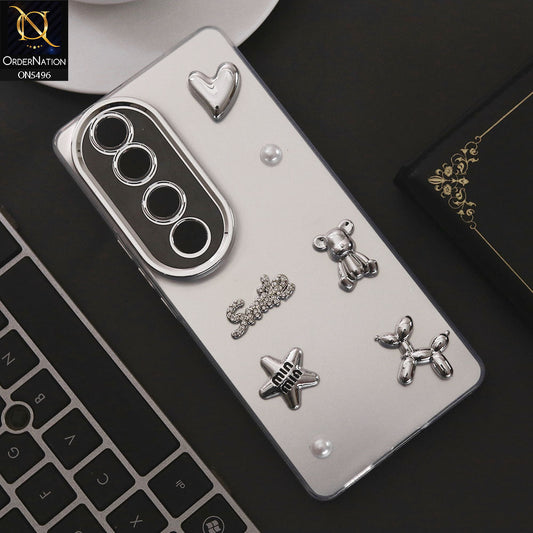 Vivo S19 Cover - Silver - 3D Smile Cartoon Matte Shinny Case With Camera Protection Soft Border Case
