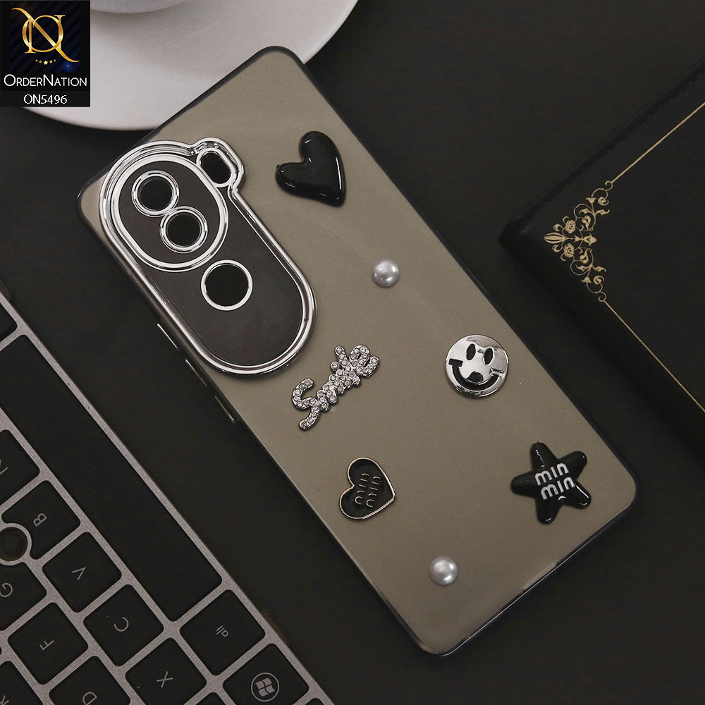 Vivo V40e Cover - Black - 3D Smile Cartoon Matte Shinny Case With Camera Protection Soft Border Case