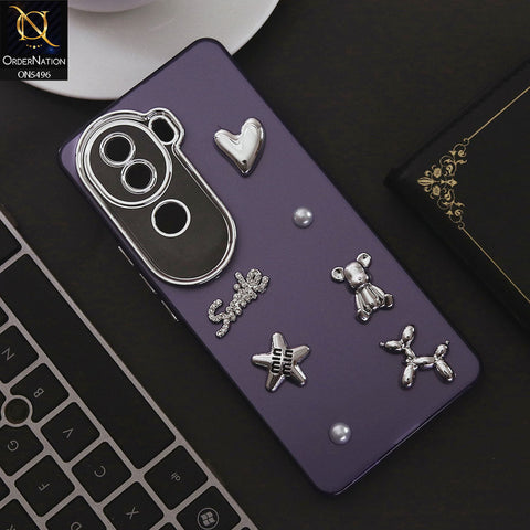 Vivo V40e Cover - Purple - 3D Smile Cartoon Matte Shinny Case With Camera Protection Soft Border Case