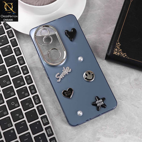 V50 Cover - Blue -  3D Smile Cartoon Matte Shinny Case With Camera Protection Soft Border Case
