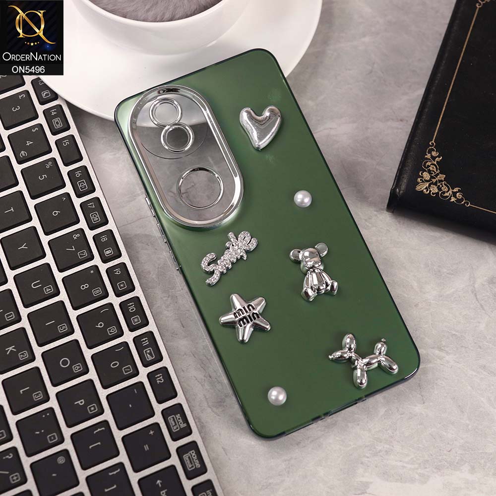 V50 Cover - Green -  3D Smile Cartoon Matte Shinny Case With Camera Protection Soft Border Case