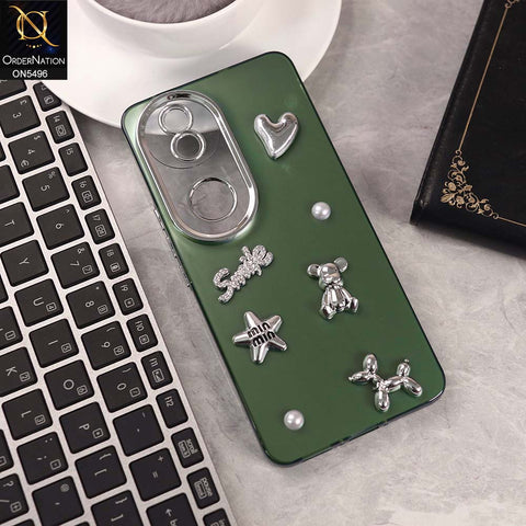 V50 Cover - Green -  3D Smile Cartoon Matte Shinny Case With Camera Protection Soft Border Case