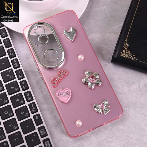 V50 Cover - Pink -  3D Smile Cartoon Matte Shinny Case With Camera Protection Soft Border Case