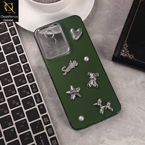Vivo Y02t Cover - Green -  3D Smile Cartoon Matte Shinny Case With Camera Protection Soft Border Case
