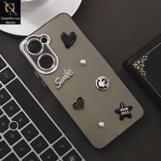 Vivo Y03t Cover - Black - 3D Smile Cartoon Matte Shinny Case With Camera Protection Soft Border Case