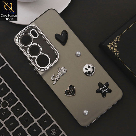 Vivo Y19s Cover - Black - 3D Smile Cartoon Matte Shinny Case With Camera Protection Soft Border Case