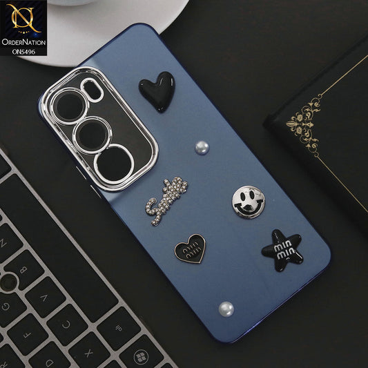 Vivo Y19s Cover - Blue - 3D Smile Cartoon Matte Shinny Case With Camera Protection Soft Border Case