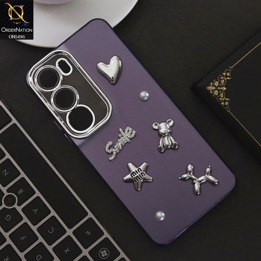 Vivo Y19s Cover - Purple - 3D Smile Cartoon Matte Shinny Case With Camera Protection Soft Border Case