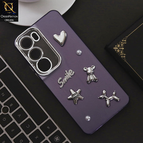 Vivo Y19s Cover - Purple - 3D Smile Cartoon Matte Shinny Case With Camera Protection Soft Border Case