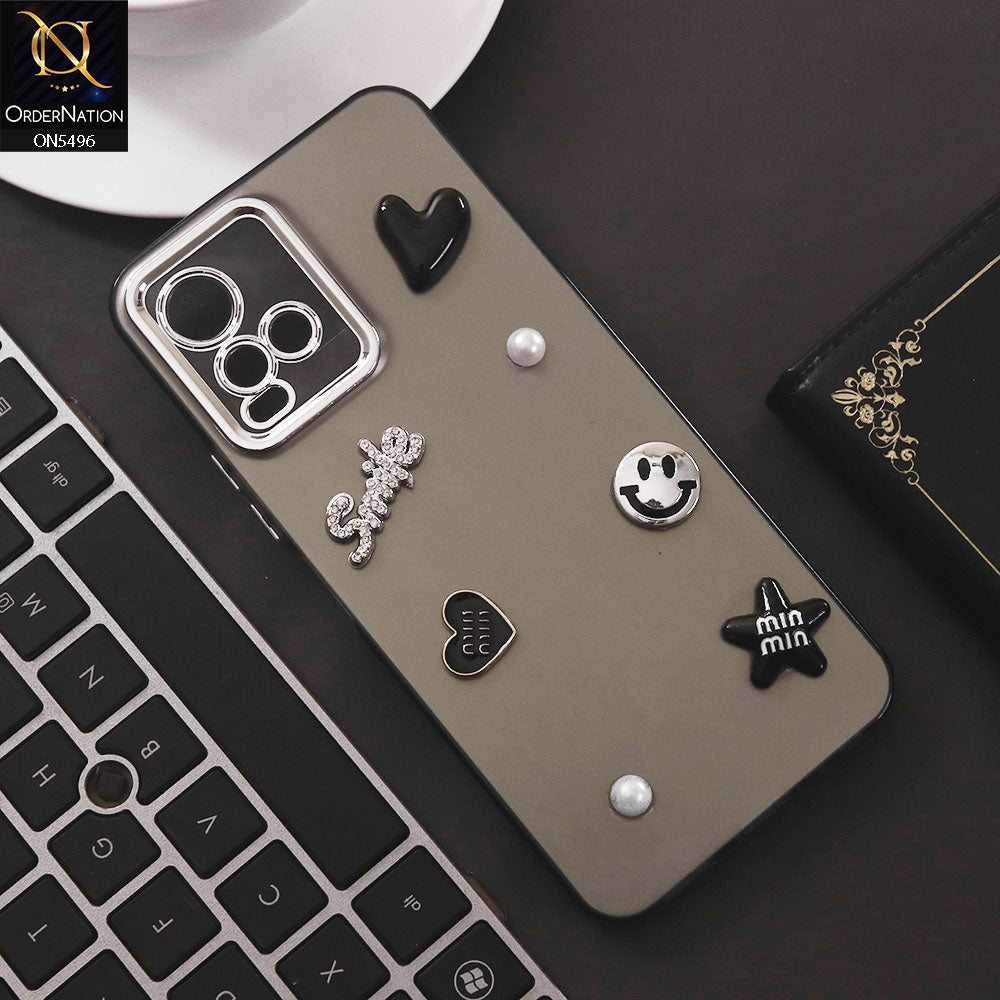 Vivo Y21e Cover - Black - 3D Smile Cartoon Matte Shinny Case With Camera Protection Soft Border Case