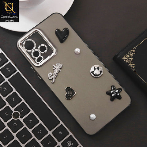 Vivo Y21G Cover - Black - 3D Smile Cartoon Matte Shinny Case With Camera Protection Soft Border Case