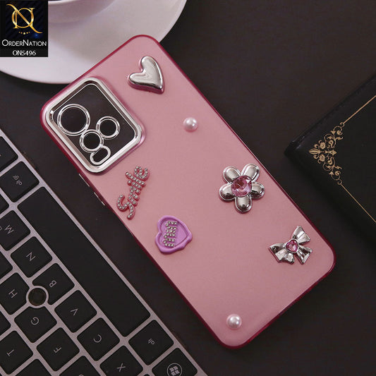 Vivo Y21a Cover - Pink - 3D Smile Cartoon Matte Shinny Case With Camera Protection Soft Border Case