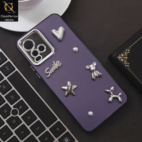Vivo Y32 Cover - Purple - 3D Smile Cartoon Matte Shinny Case With Camera Protection Soft Border Case