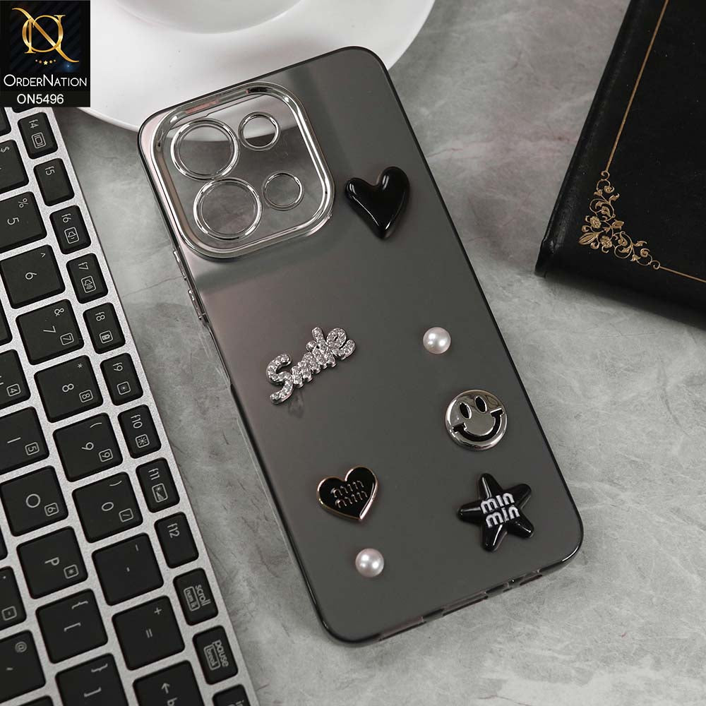 Vivo Y28 4G Cover - Black -  3D Smile Cartoon Matte Shinny Case With Camera Protection Soft Border Case