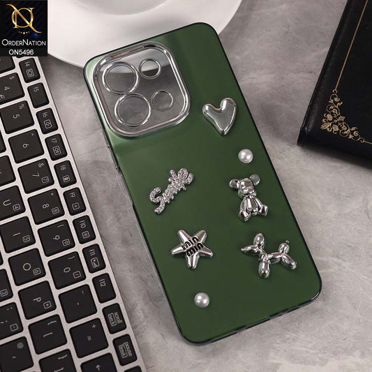 Vivo Y28 4G Cover - Green -  3D Smile Cartoon Matte Shinny Case With Camera Protection Soft Border Case