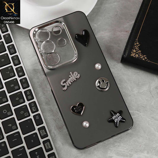Vivo Y29 4G Cover - Black -  3D Smile Cartoon Matte Shinny Case With Camera Protection Soft Border Case