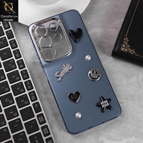 Vivo Y29 4G Cover - Blue -  3D Smile Cartoon Matte Shinny Case With Camera Protection Soft Border Case