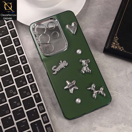 Vivo Y29 4G Cover - Green -  3D Smile Cartoon Matte Shinny Case With Camera Protection Soft Border Case