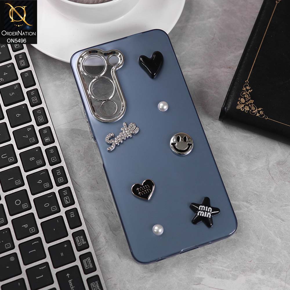 Vivo Y04 Cover - Blue -  3D Smile Cartoon Matte Shinny Case With Camera Protection Soft Border Case
