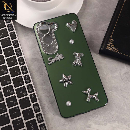 Vivo Y04 Cover - Green -  3D Smile Cartoon Matte Shinny Case With Camera Protection Soft Border Case