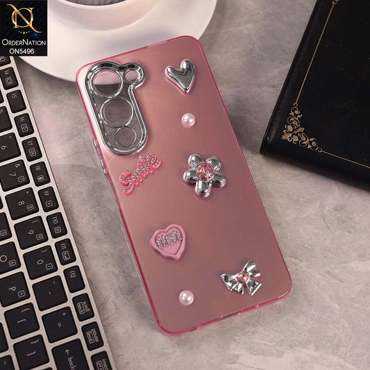 Vivo Y04 Cover - Pink -  3D Smile Cartoon Matte Shinny Case With Camera Protection Soft Border Case