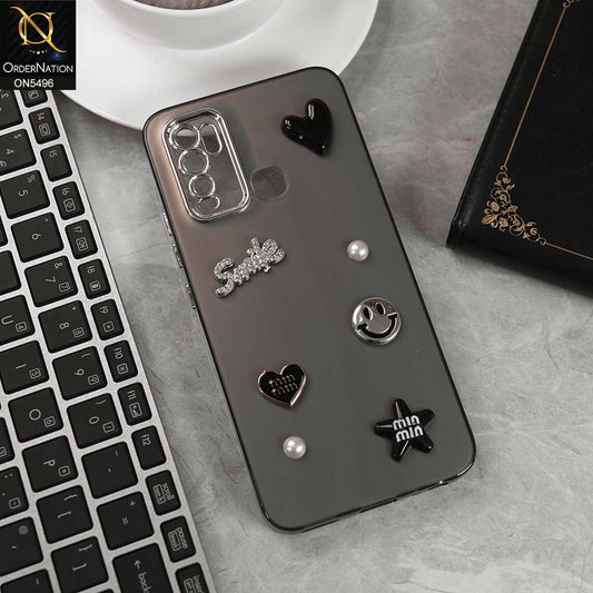 Vivo Y30 Cover - Black -  3D Smile Cartoon Matte Shinny Case With Camera Protection Soft Border Case