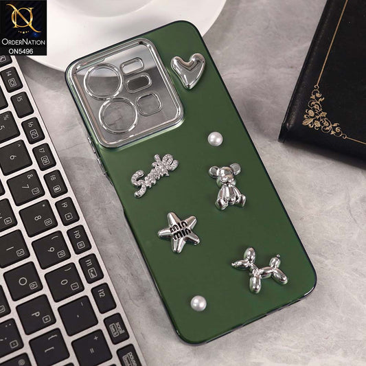 Vivo Y35 Cover - Green -  3D Smile Cartoon Matte Shinny Case With Camera Protection Soft Border Case
