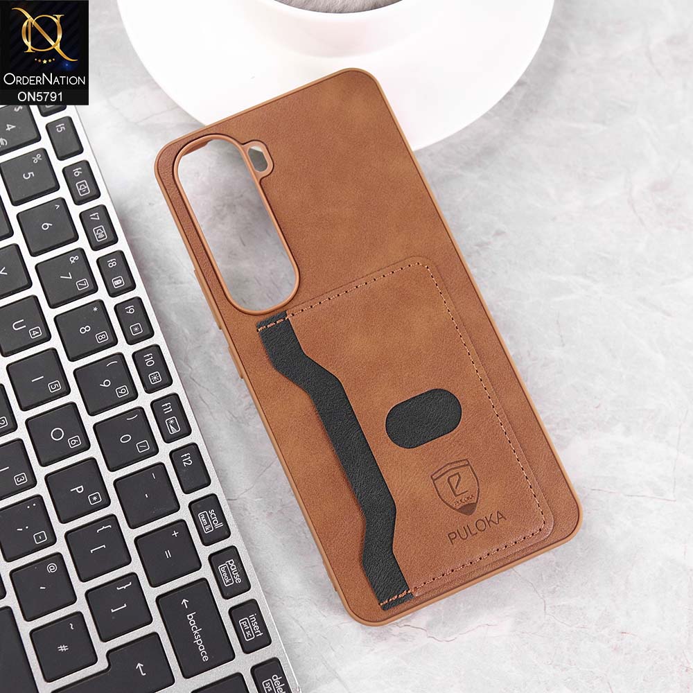 Vivo Y400 Cover - Brown - New Premium Soft Tpu Leather Textured Case With Card Holder