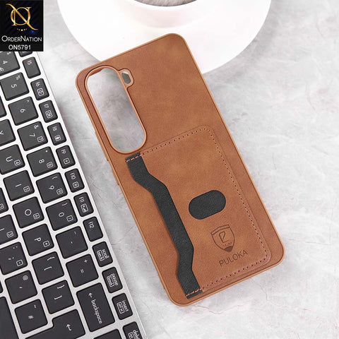 Vivo Y400 Cover - Brown - New Premium Soft Tpu Leather Textured Case With Card Holder