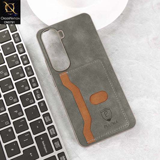 Vivo Y400 Cover - Gray - New Premium Soft Tpu Leather Textured Case With Card Holder