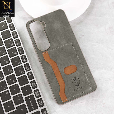 Vivo Y400 Cover - Gray - New Premium Soft Tpu Leather Textured Case With Card Holder