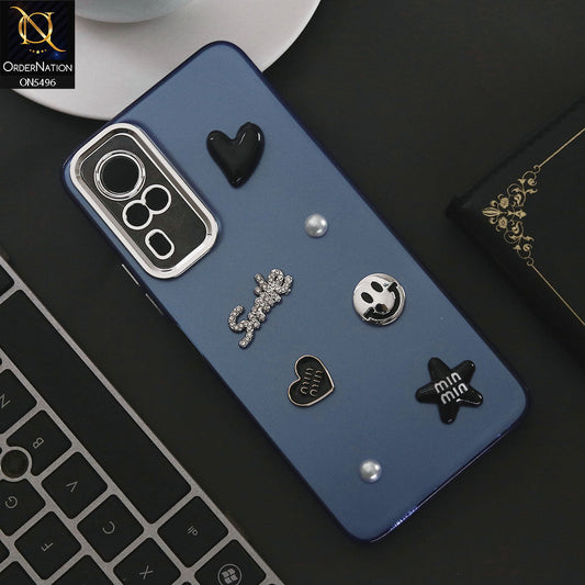 Vivo Y51a Cover - Blue - 3D Smile Cartoon Matte Shinny Case With Camera Protection Soft Border Case