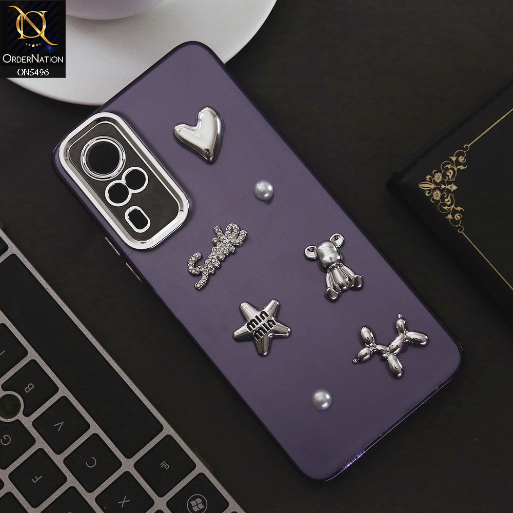 Vivo Y53s 4G Cover - Purple - 3D Smile Cartoon Matte Shinny Case With Camera Protection Soft Border Case