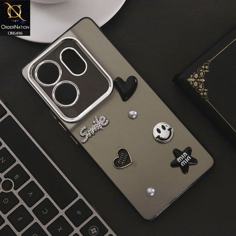 Infinix Zero 30 4G Cover - Black - 3D Smile Cartoon Matte Shinny Case With Camera Protection Soft Border Case