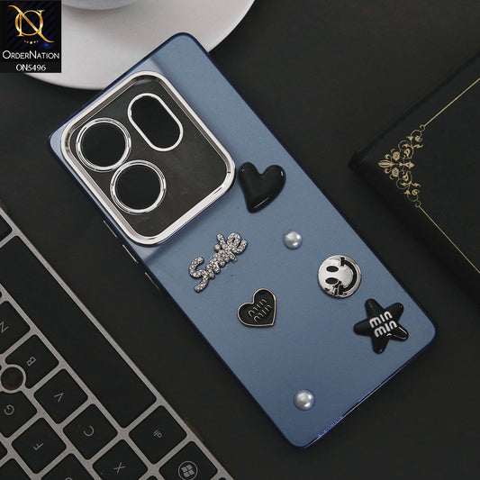 Infinix Zero 30 4G Cover - Blue - 3D Smile Cartoon Matte Shinny Case With Camera Protection Soft Border Case