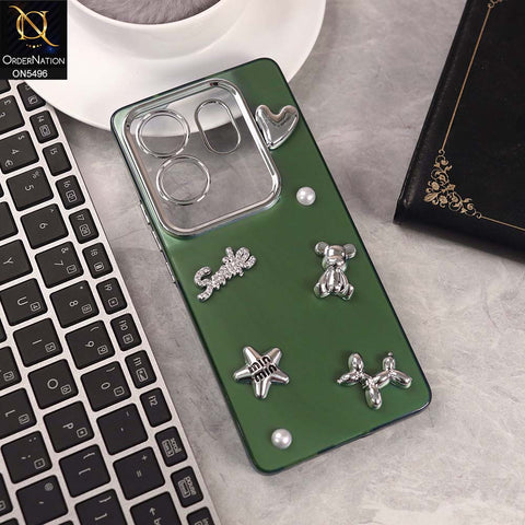 Infinix Zero 30 4G Cover - Green -  3D Smile Cartoon Matte Shinny Case With Camera Protection Soft Border Case