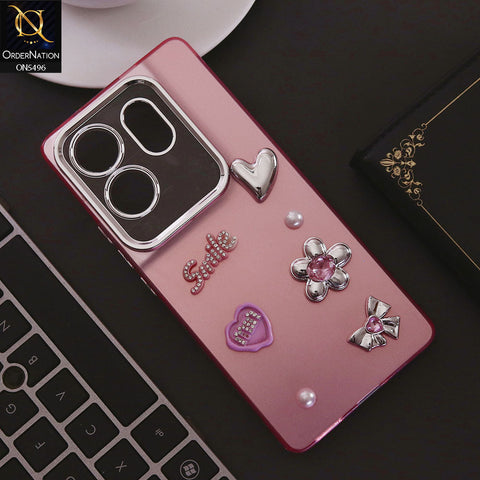 Infinix Zero 30 4G Cover - Pink - 3D Smile Cartoon Matte Shinny Case With Camera Protection Soft Border Case