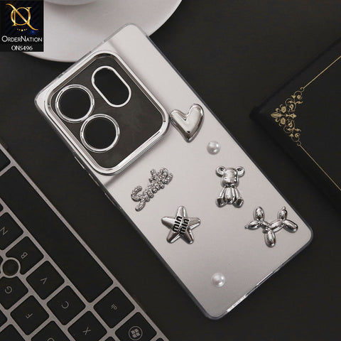 Infinix Zero 30 4G Cover - Silver - 3D Smile Cartoon Matte Shinny Case With Camera Protection Soft Border Case