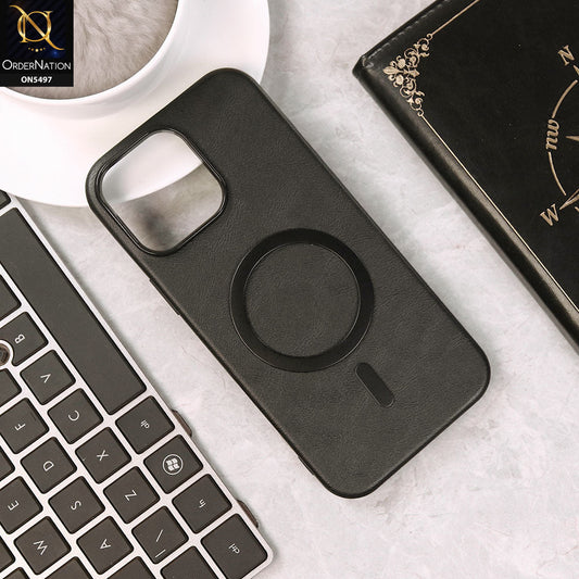 iPhone 16 Pro Max Cover - Black - Luxury Leather Magnetic Protective Soft Borders Case