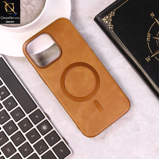 iPhone 16 Pro Max Cover - Brown - Luxury Leather Magnetic Protective Soft Borders Case