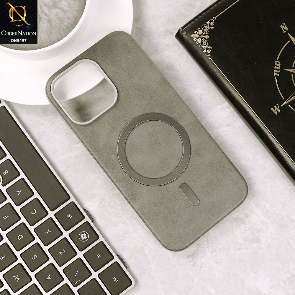iPhone 16 Pro Max Cover - Gray - Luxury Leather Magnetic Protective Soft Borders Case