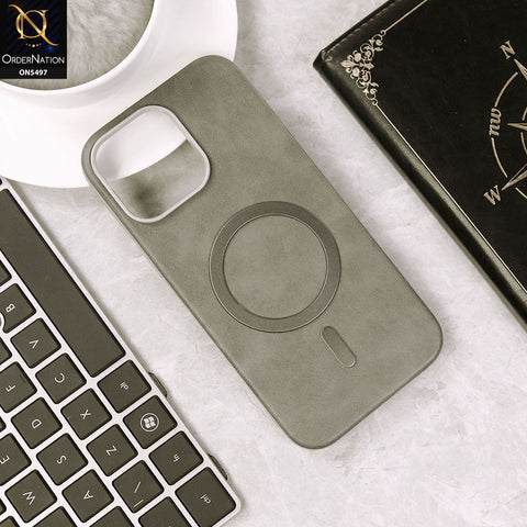iPhone 16 Pro Max Cover - Gray - Luxury Leather Magnetic Protective Soft Borders Case