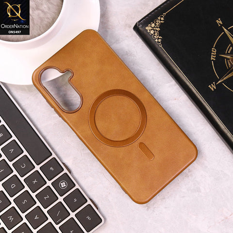 Samsung Galaxy A26 Cover - Brown - Luxury Leather Magnetic Protective Soft Borders Case