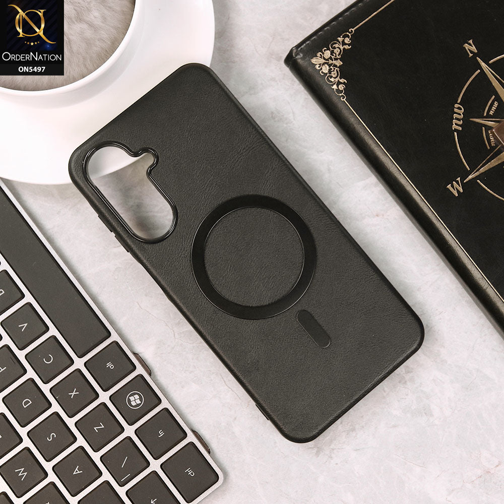 Samsung Galaxy A36 Cover - Black - Luxury Leather Magnetic Protective Soft Borders Case