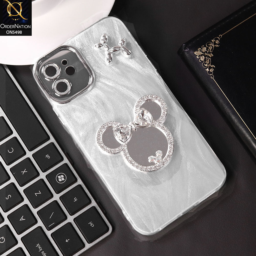 iPhone 11 Cover - Silver - New Cartoon MultiColour Case With Mirror