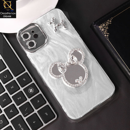iPhone 11 Cover - Silver - New Cartoon MultiColour Case With Mirror