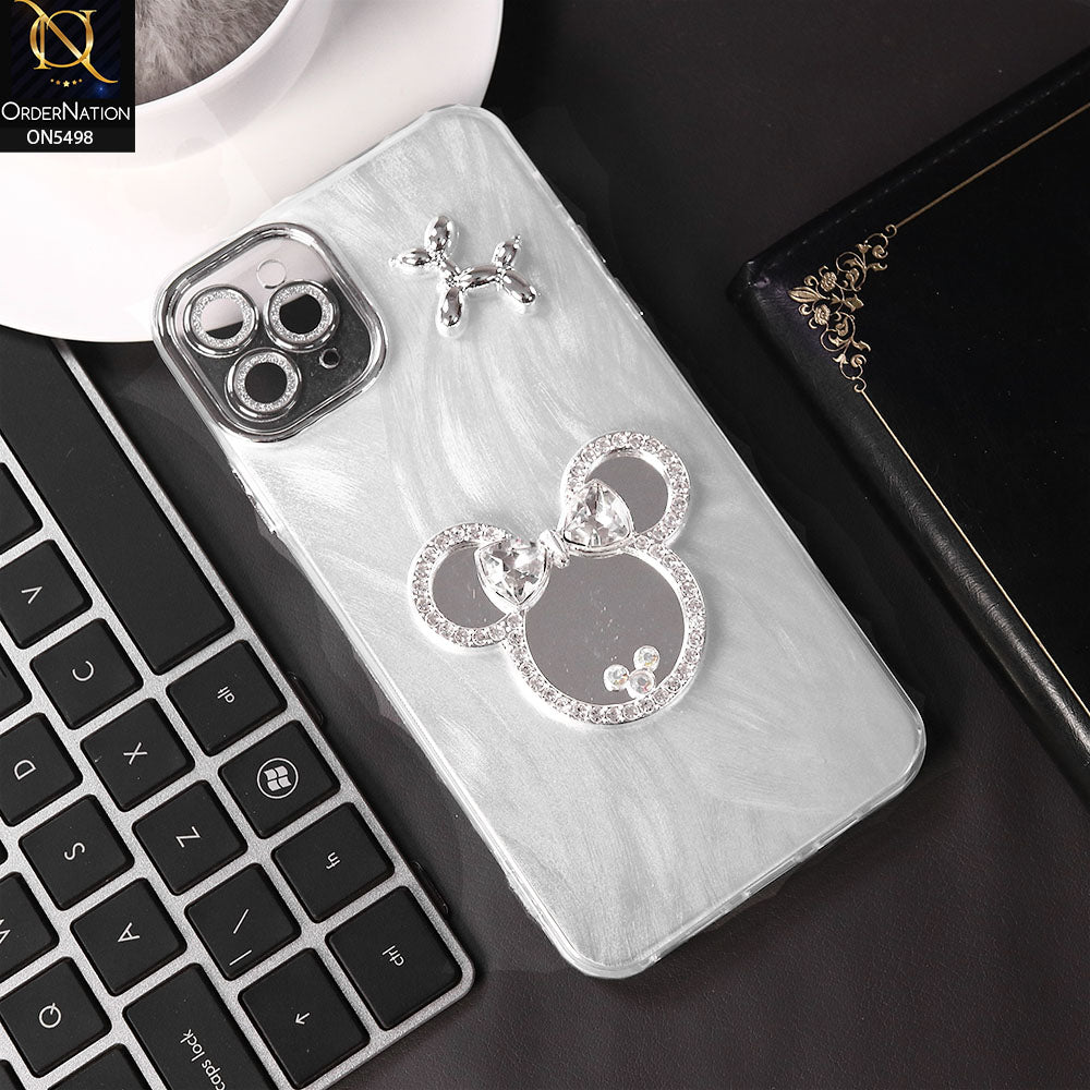 iPhone 12 Prox Cover - Silver - New Cartoon MultiColour Case With Mirror