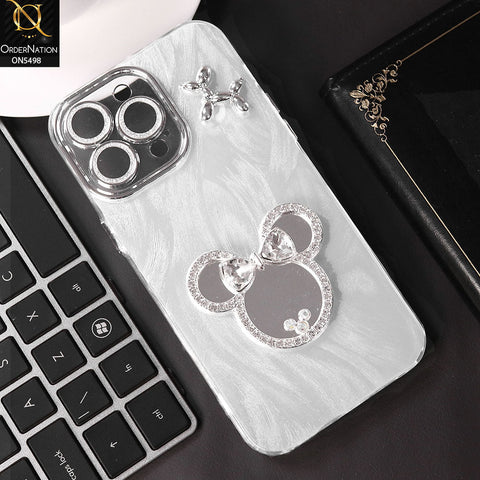 iPhone 15 Pro Max Cover - Silver - New Cartoon MultiColour Case With Mirror